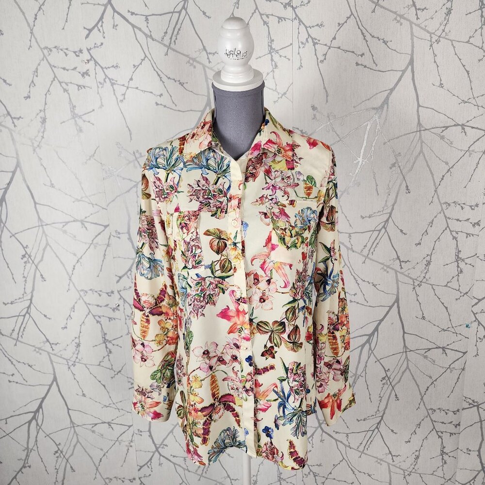 Barclay Colorful Floral Print Button Front Shirt